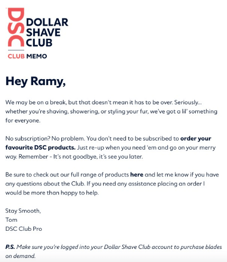 Dollar Shave club example of conversational marketing