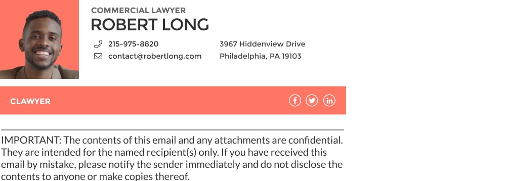 email signature and disclaimer block for lawyers