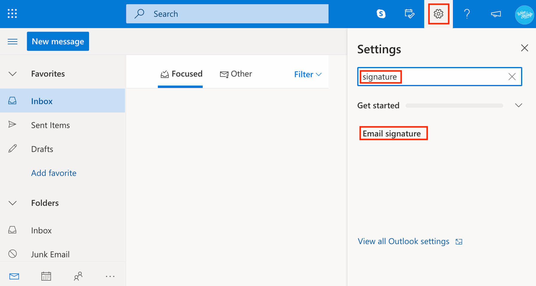 how to add Outlook email signature in 365 and Outlook web app (OWA) - search settings