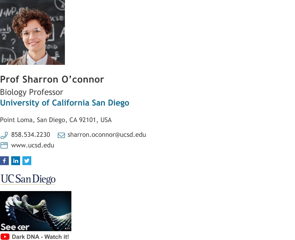 Title professor email signature example with social media icons and video thumbnail